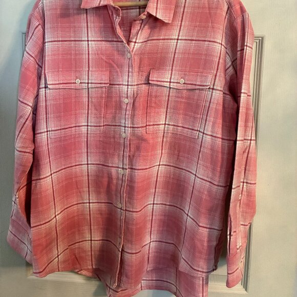 Old Navy "the Boyfriend Shirt" Pink Flannel Shirt - EUC - Picture 2 of 9